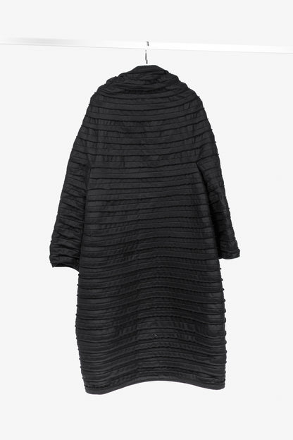 Sybilla Black Felt Pieced-Striped Coat