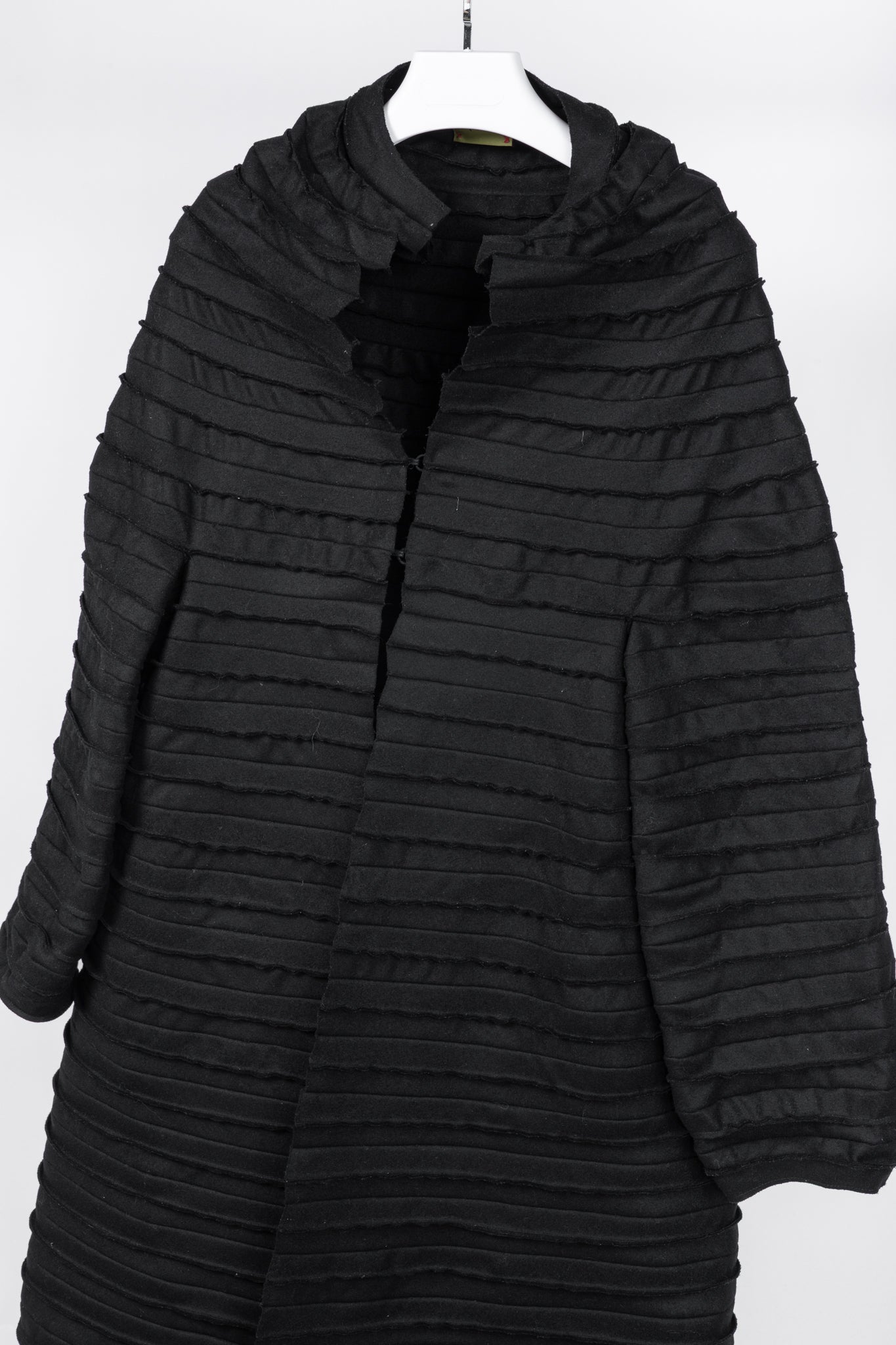 Sybilla Black Felt Pieced-Striped Coat