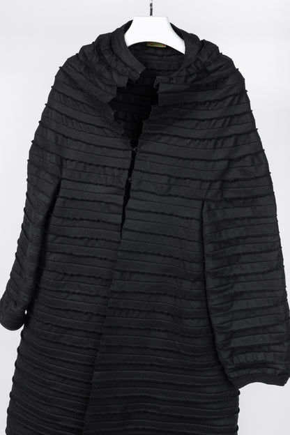 Sybilla Black Felt Pieced-Striped Coat