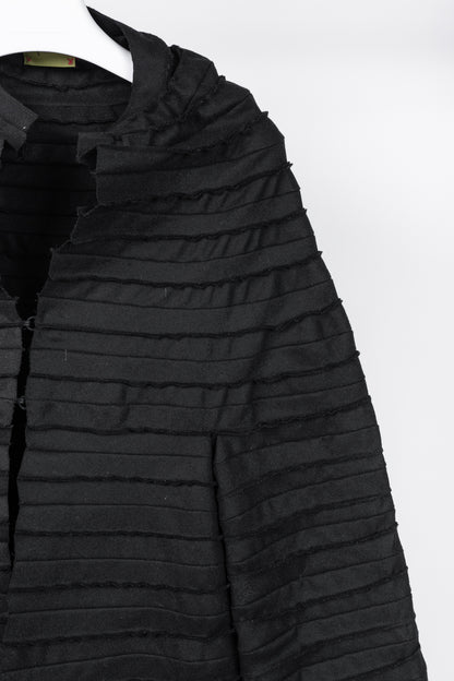 Sybilla Black Felt Pieced-Striped Coat