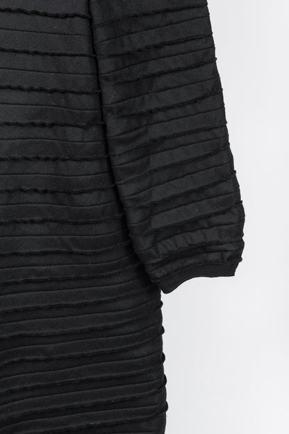 Sybilla Black Felt Pieced-Striped Coat
