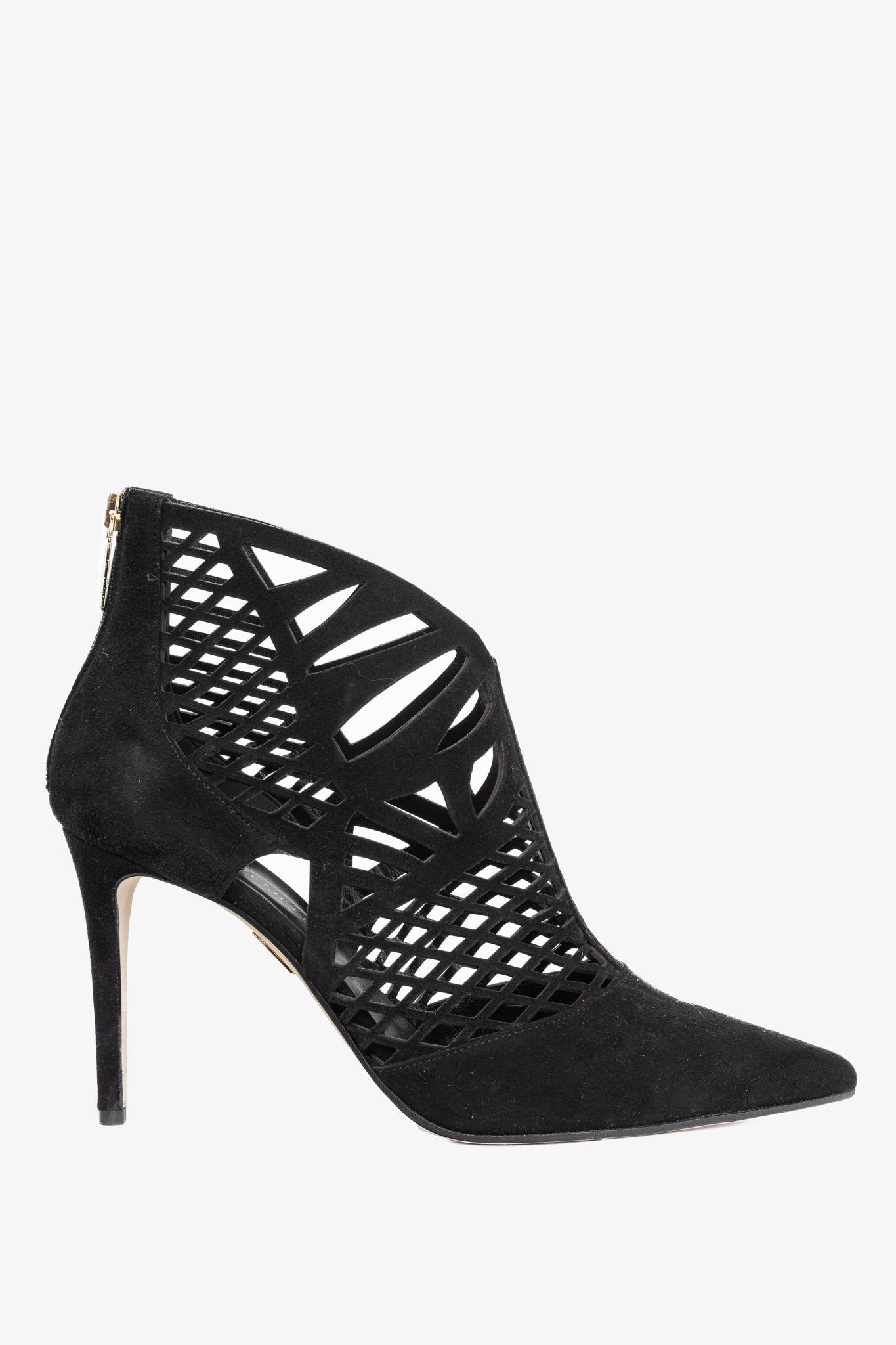 Tamara Mellon Femme Black Laser-Cut Suede Booties