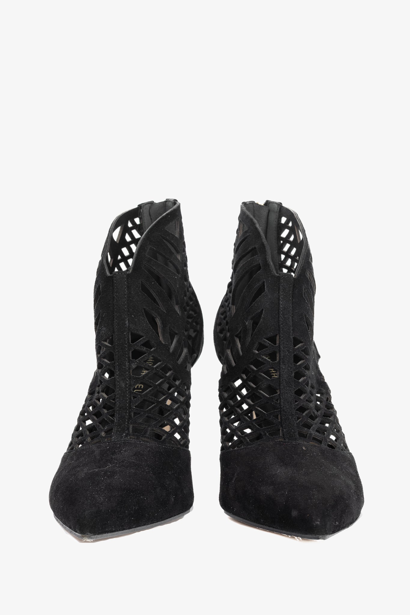 Tamara Mellon Femme Black Laser-Cut Suede Booties