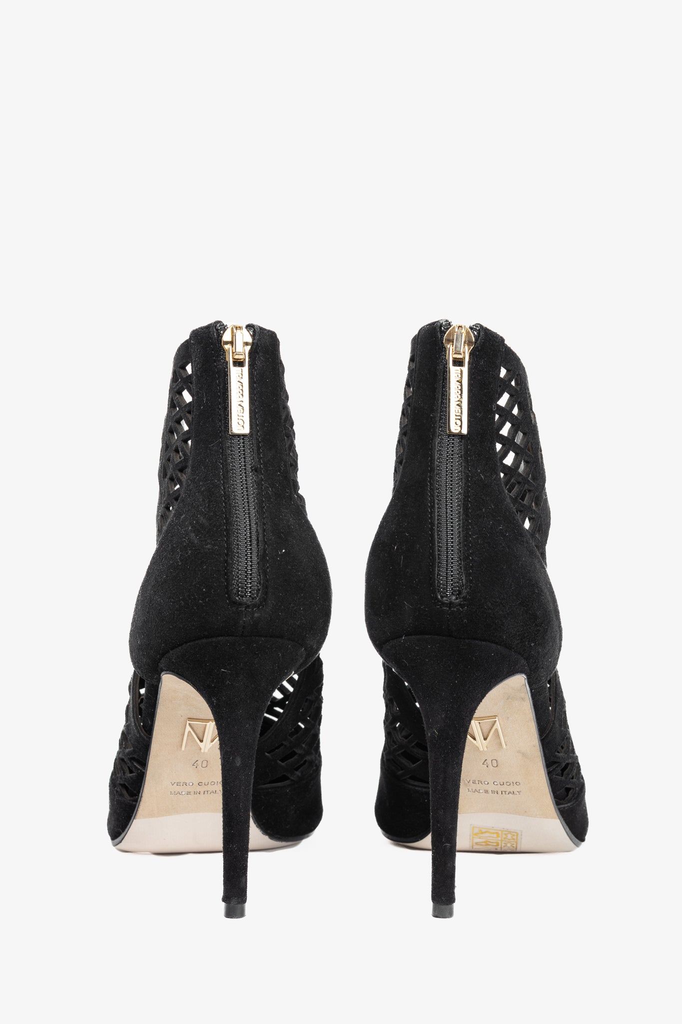 Tamara Mellon Femme Black Laser-Cut Suede Booties