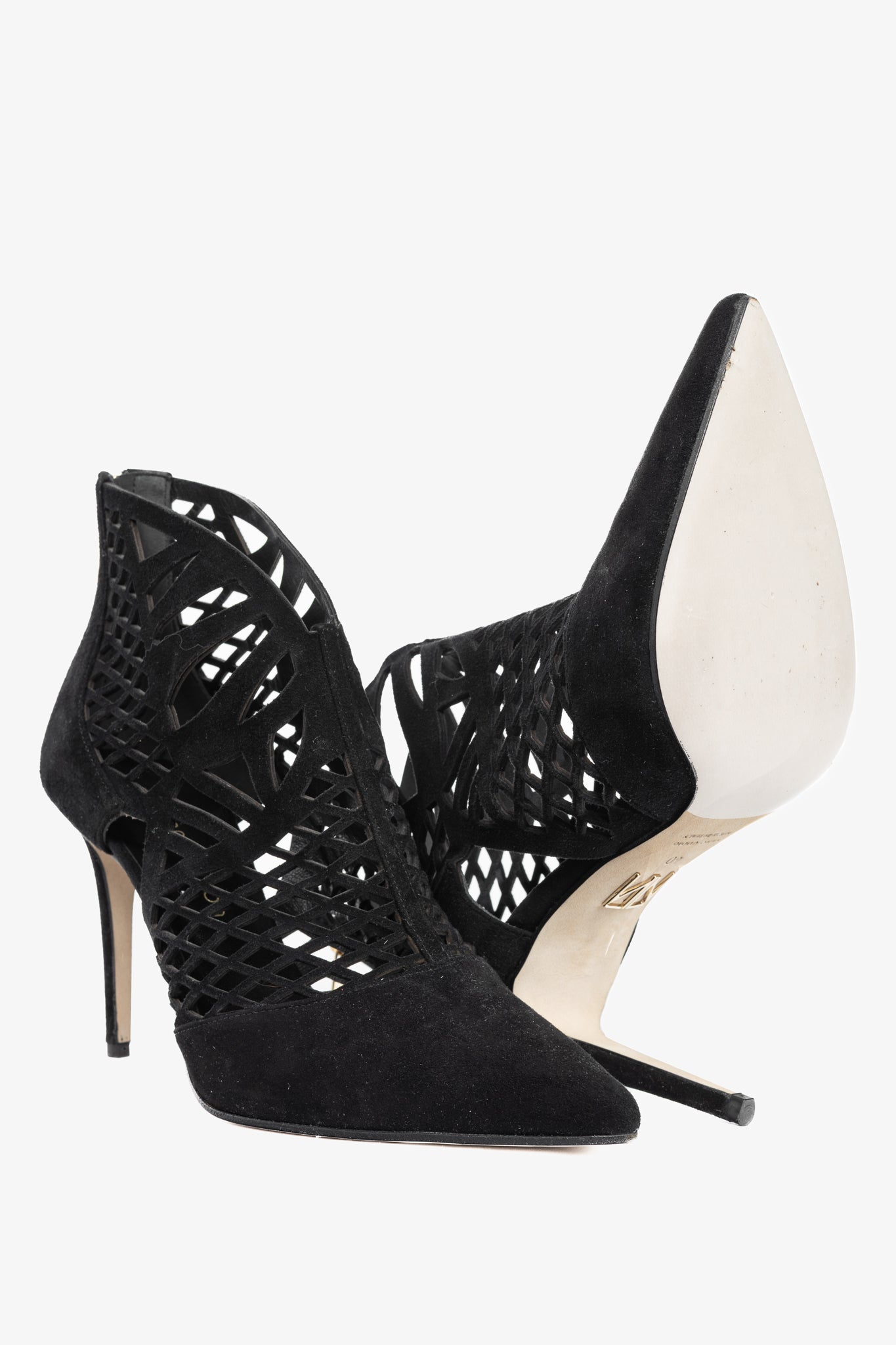 Tamara Mellon Femme Black Laser-Cut Suede Booties