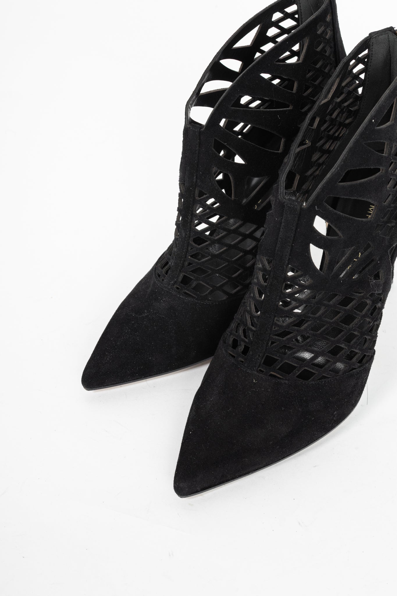Tamara Mellon Femme Black Laser-Cut Suede Booties