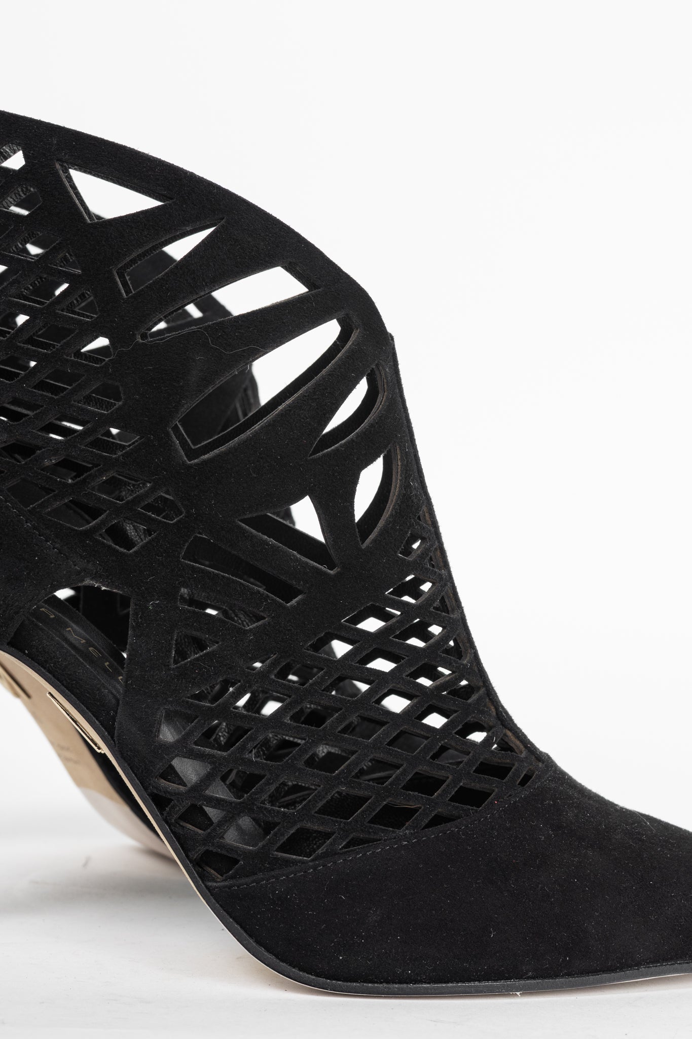 Tamara Mellon Femme Black Laser-Cut Suede Booties