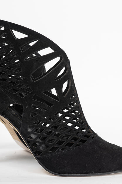 Tamara Mellon Femme Black Laser-Cut Suede Booties