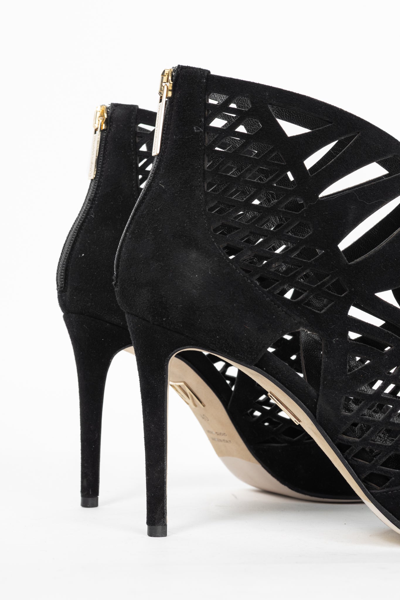Tamara Mellon Femme Black Laser-Cut Suede Booties