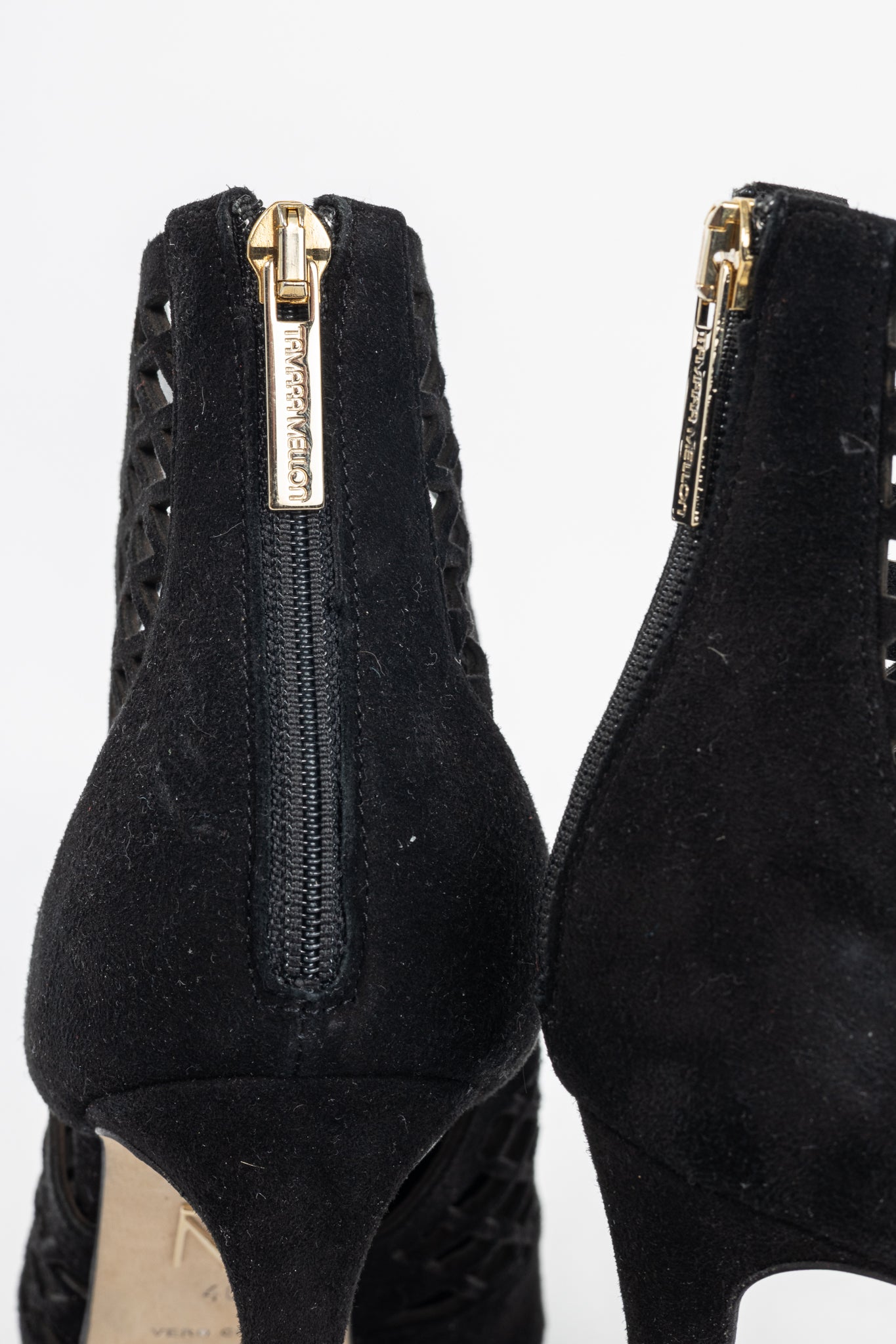 Tamara Mellon Femme Black Laser-Cut Suede Booties