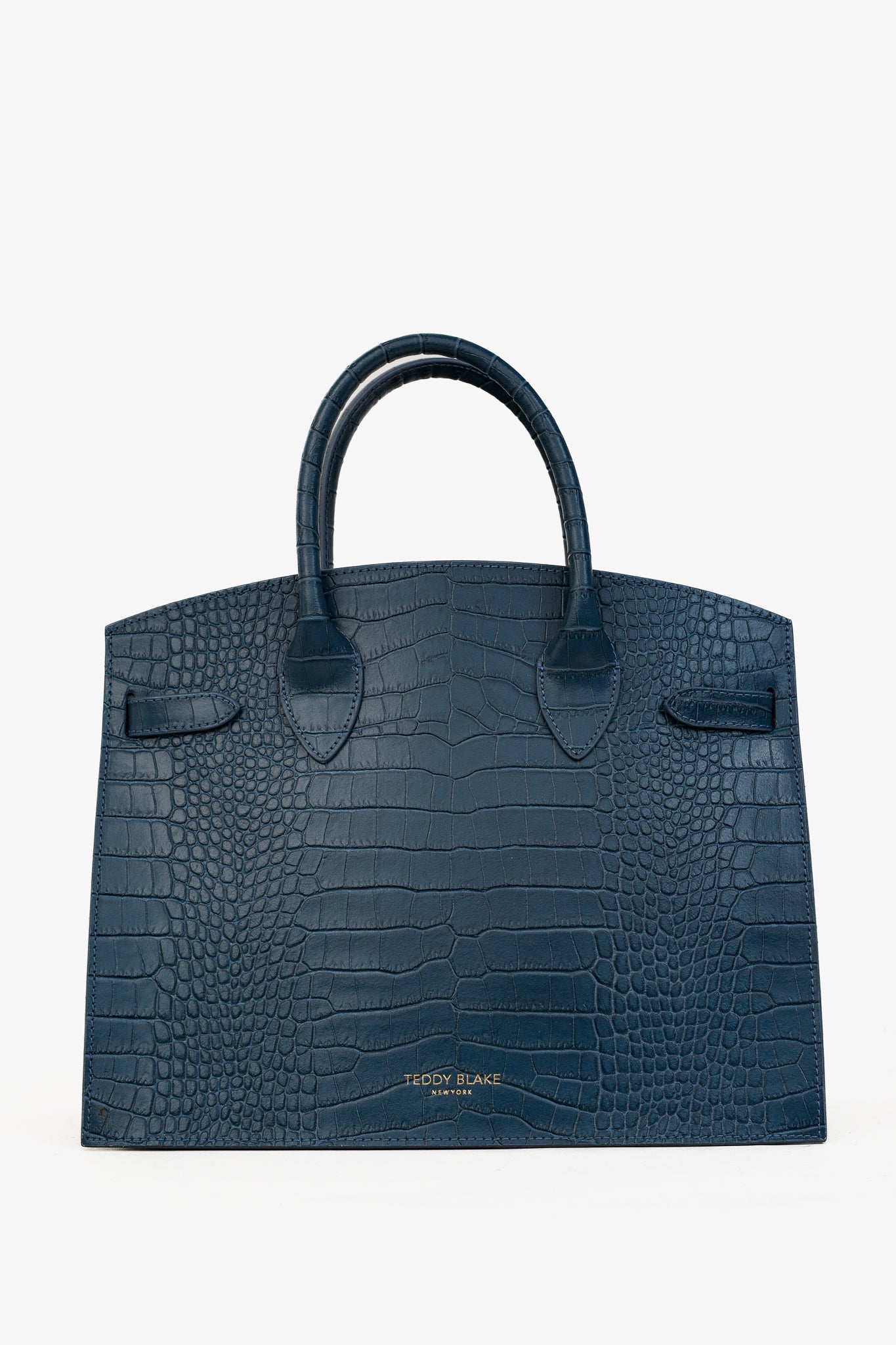 Teddy Blake Kate Croco 12" Blue Leather Tote