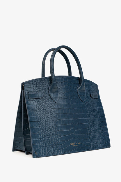 Teddy Blake Kate Croco 12" Blue Leather Tote