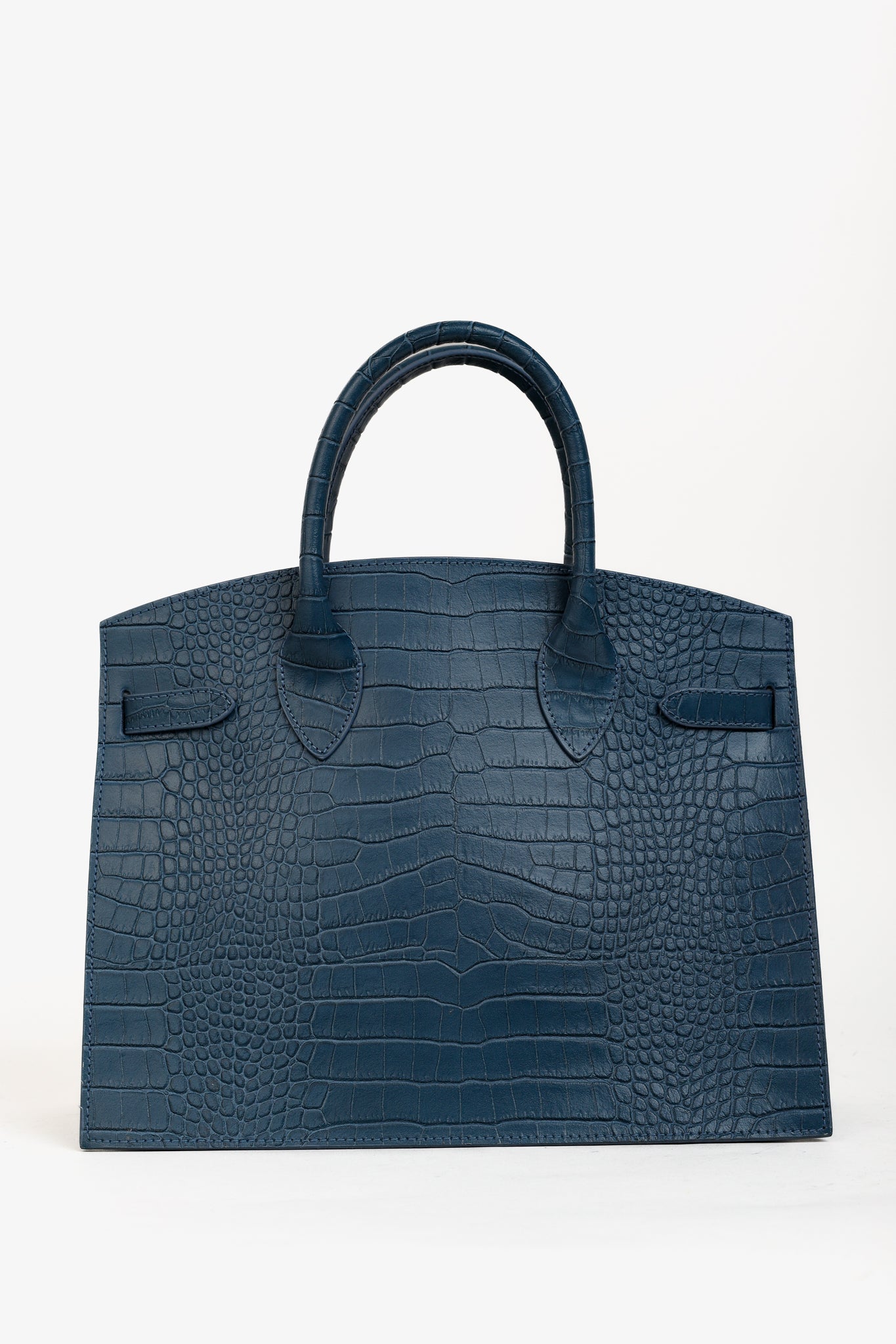 Teddy Blake Kate Croco 12" Blue Leather Tote