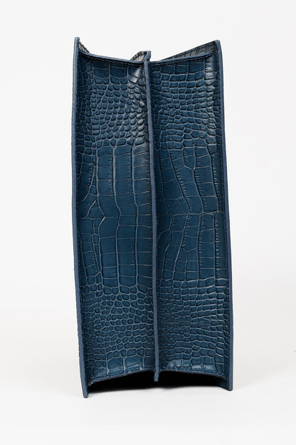 Teddy Blake Kate Croco 12" Blue Leather Tote