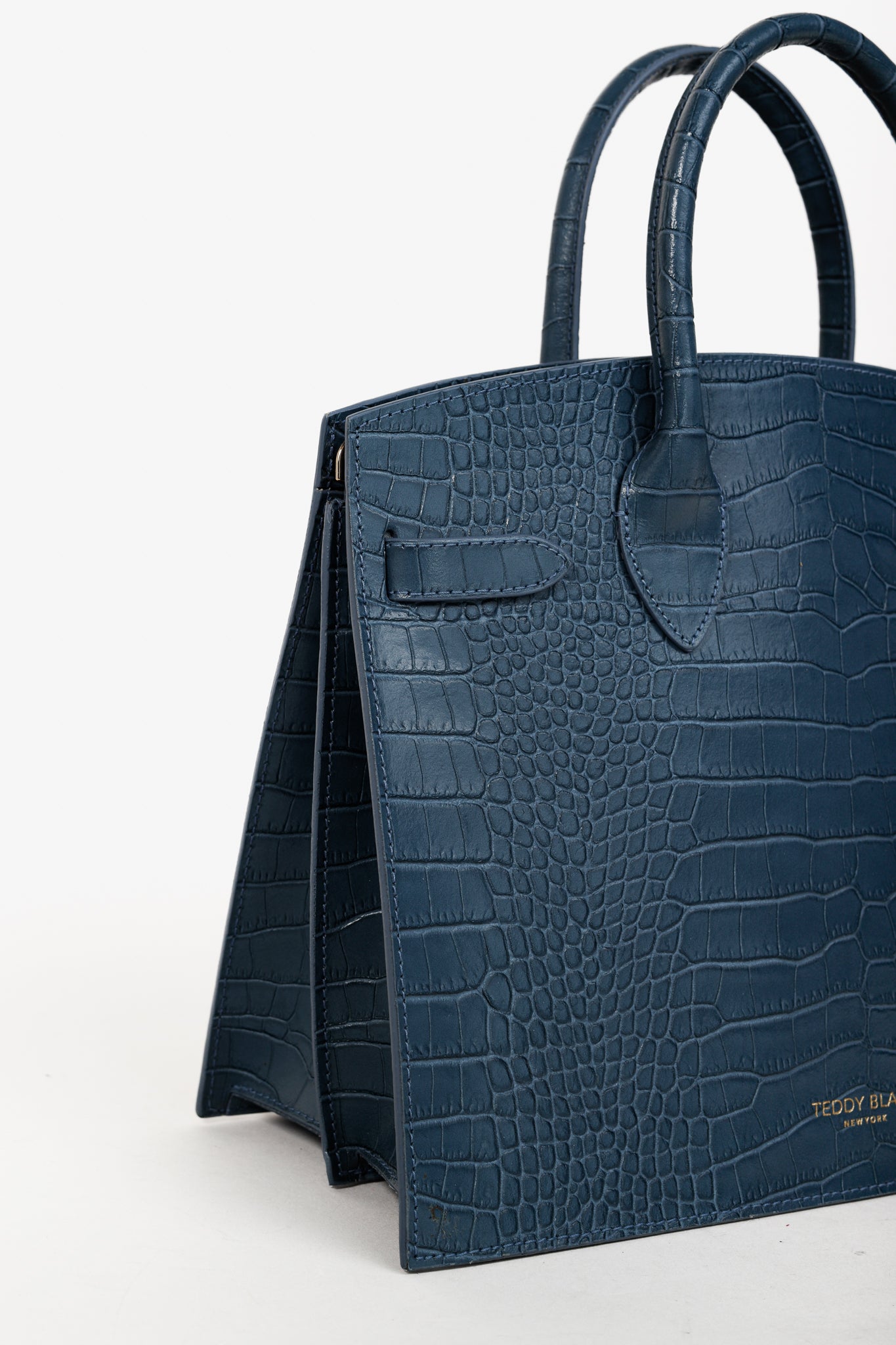 Teddy Blake Kate Croco 12" Blue Leather Tote