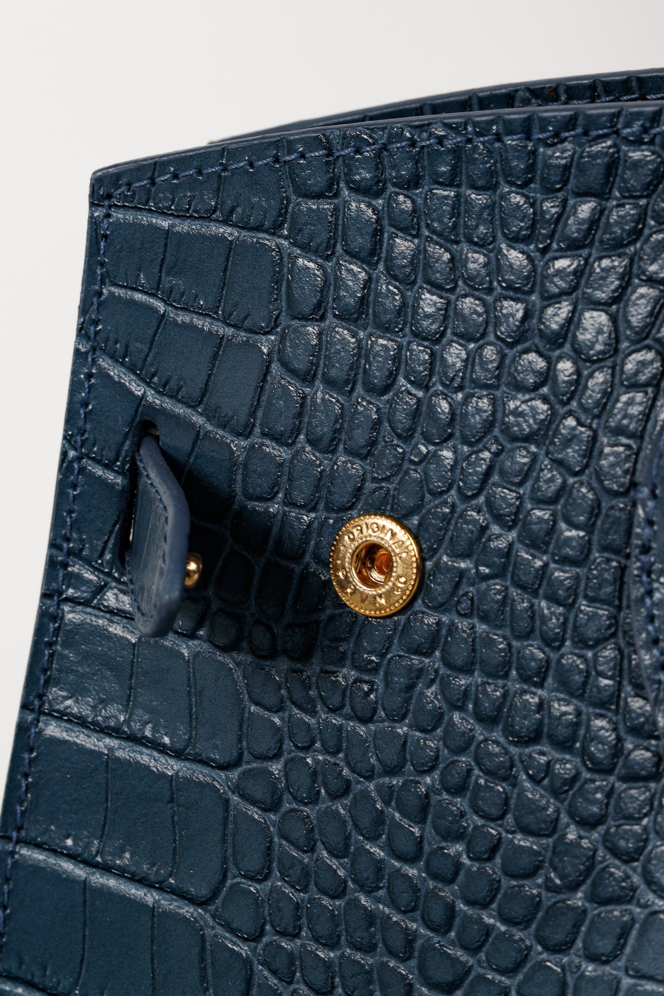 Teddy Blake Kate Croco 12" Blue Leather Tote