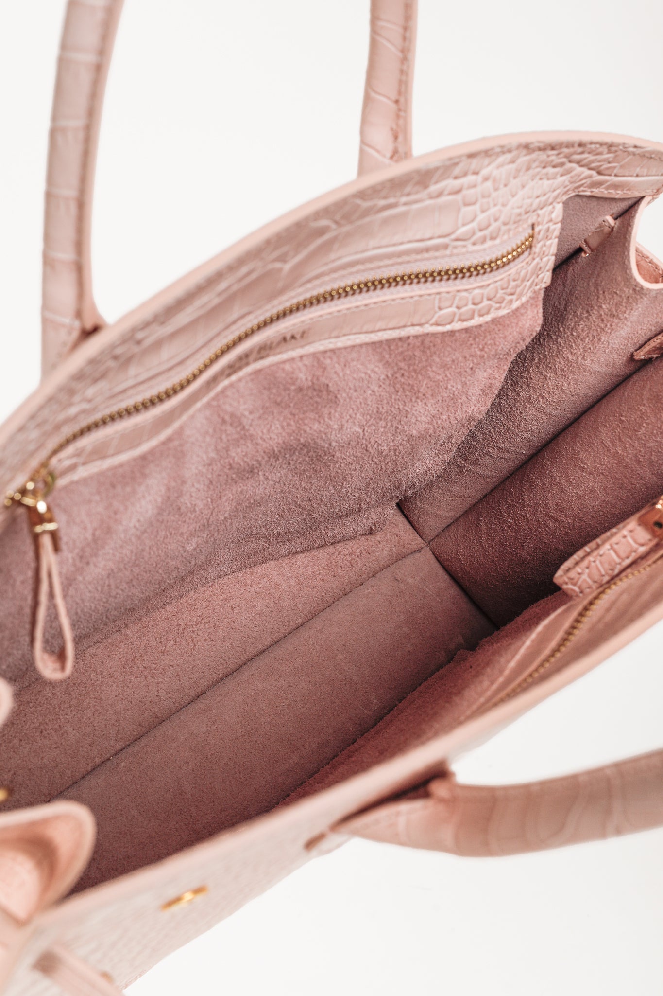 Teddy Blake Kate Croco 12" Nude Pink Leather Tote