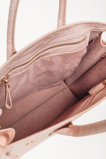 Teddy Blake Kate Croco 12" Nude Pink Leather Tote