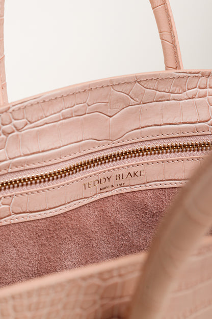 Teddy Blake Kate Croco 12" Nude Pink Leather Tote