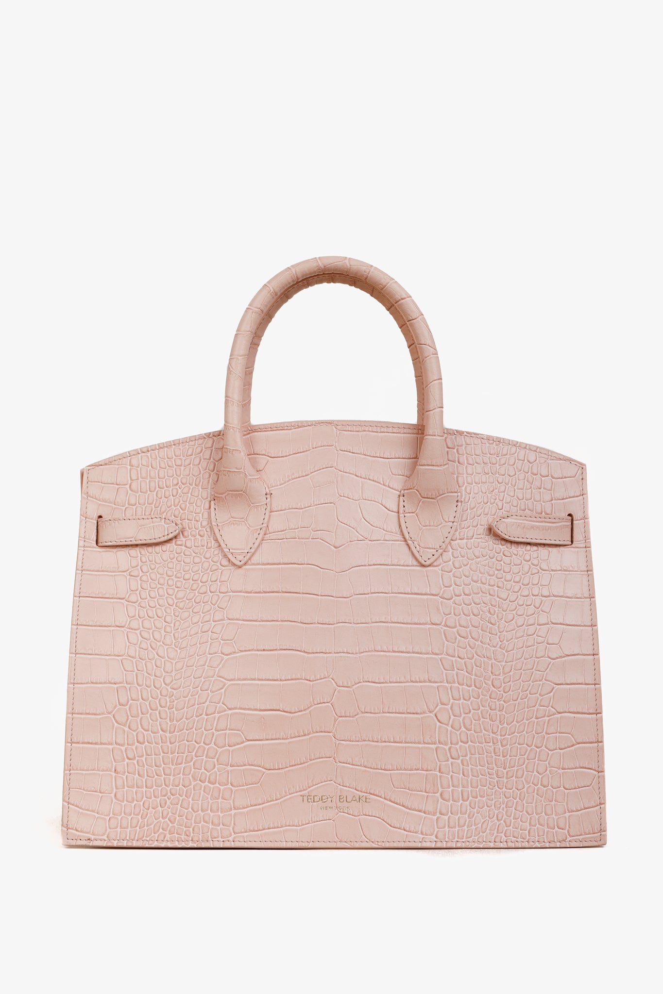 Teddy Blake Kate Croco 12" Nude Pink Leather Tote