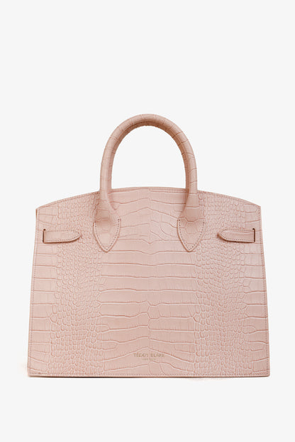 Teddy Blake Kate Croco 12" Nude Pink Leather Tote