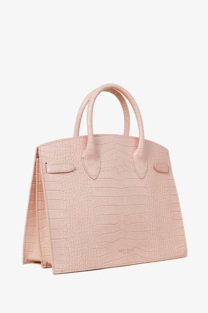 Teddy Blake Kate Croco 12" Nude Pink Leather Tote