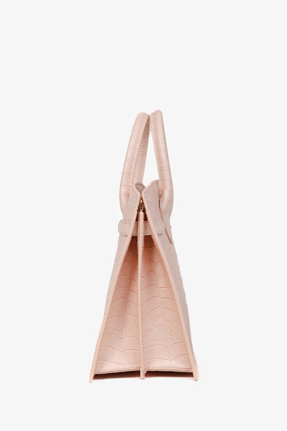 Teddy Blake Kate Croco 12" Nude Pink Leather Tote