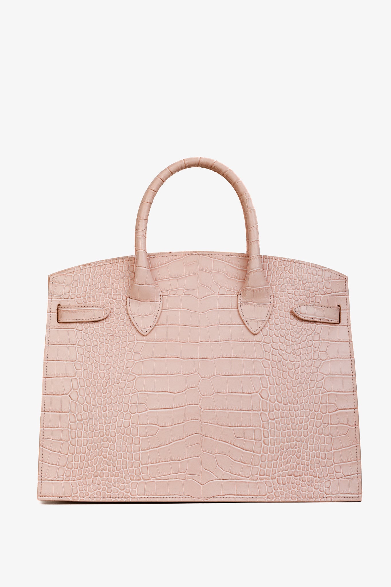 Teddy Blake Kate Croco 12" Nude Pink Leather Tote