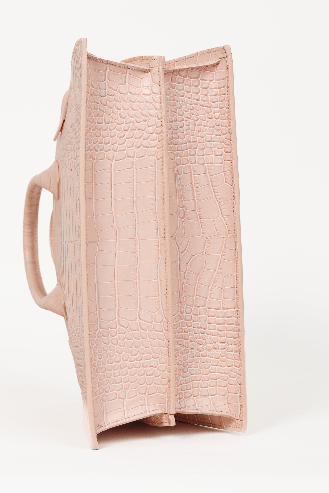 Teddy Blake Kate Croco 12" Nude Pink Leather Tote