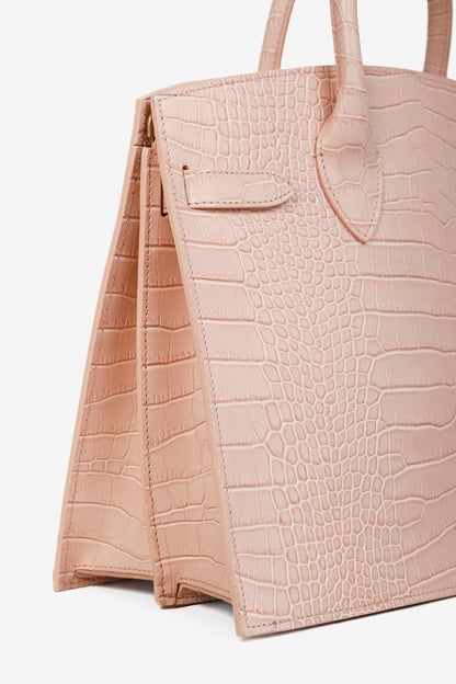 Teddy Blake Kate Croco 12" Nude Pink Leather Tote