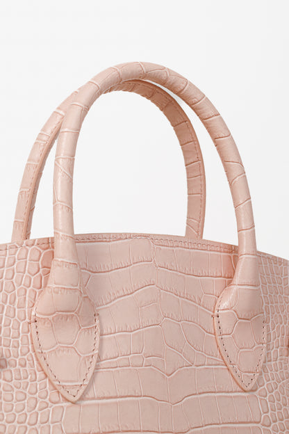 Teddy Blake Kate Croco 12" Nude Pink Leather Tote