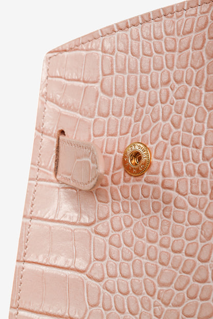 Teddy Blake Kate Croco 12" Nude Pink Leather Tote