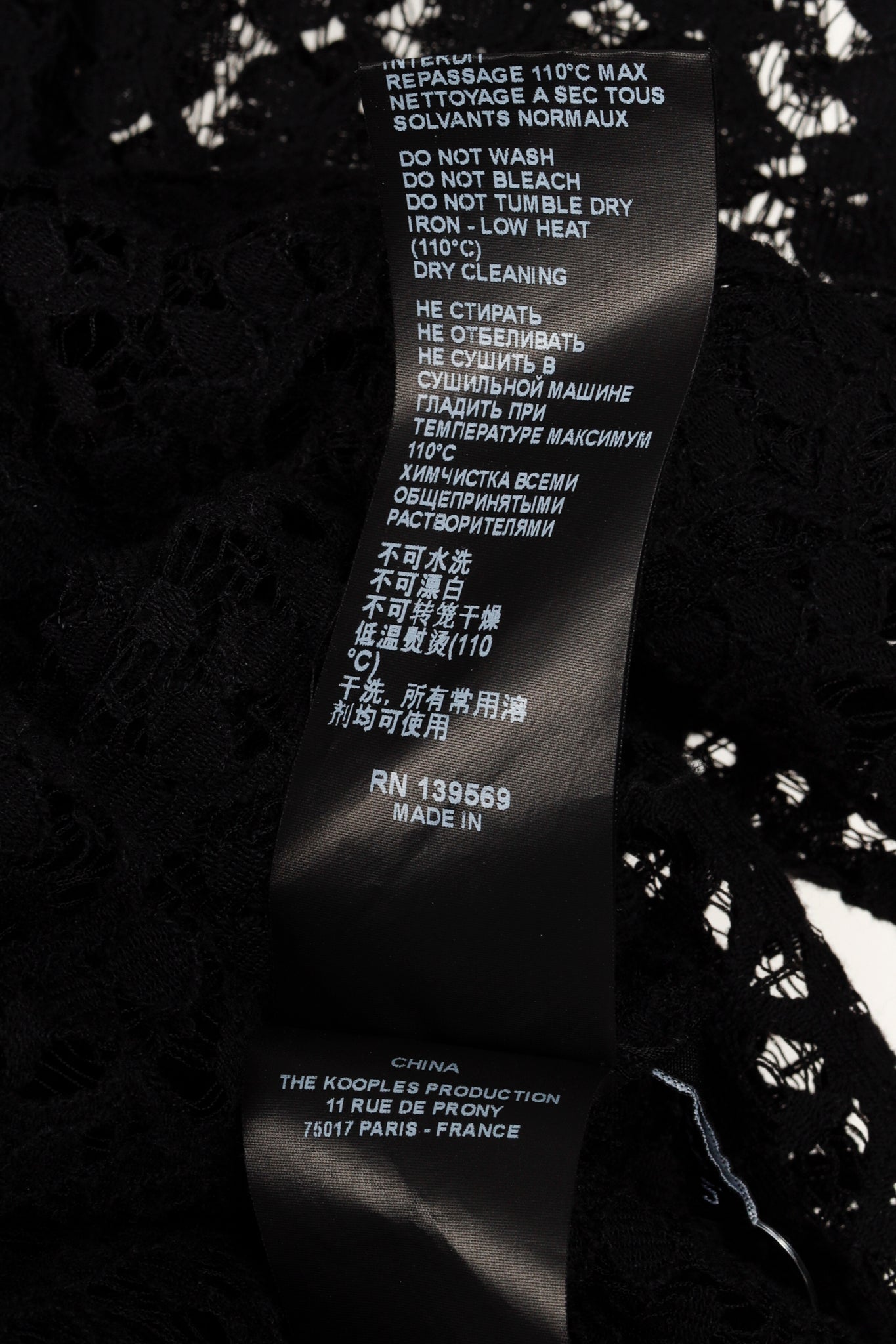 The Kooples Black Lace Crystal-Button-Up Shirt