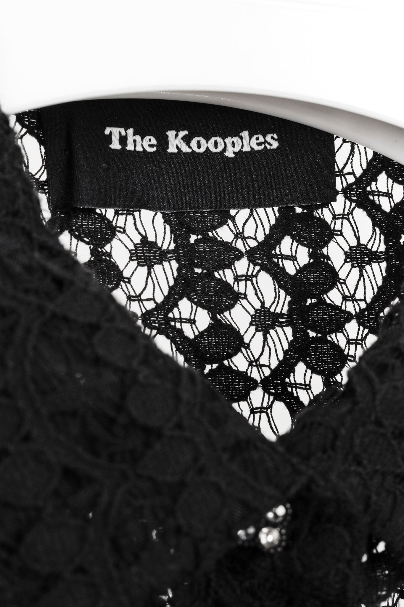 The Kooples Black Lace Crystal-Button-Up Shirt
