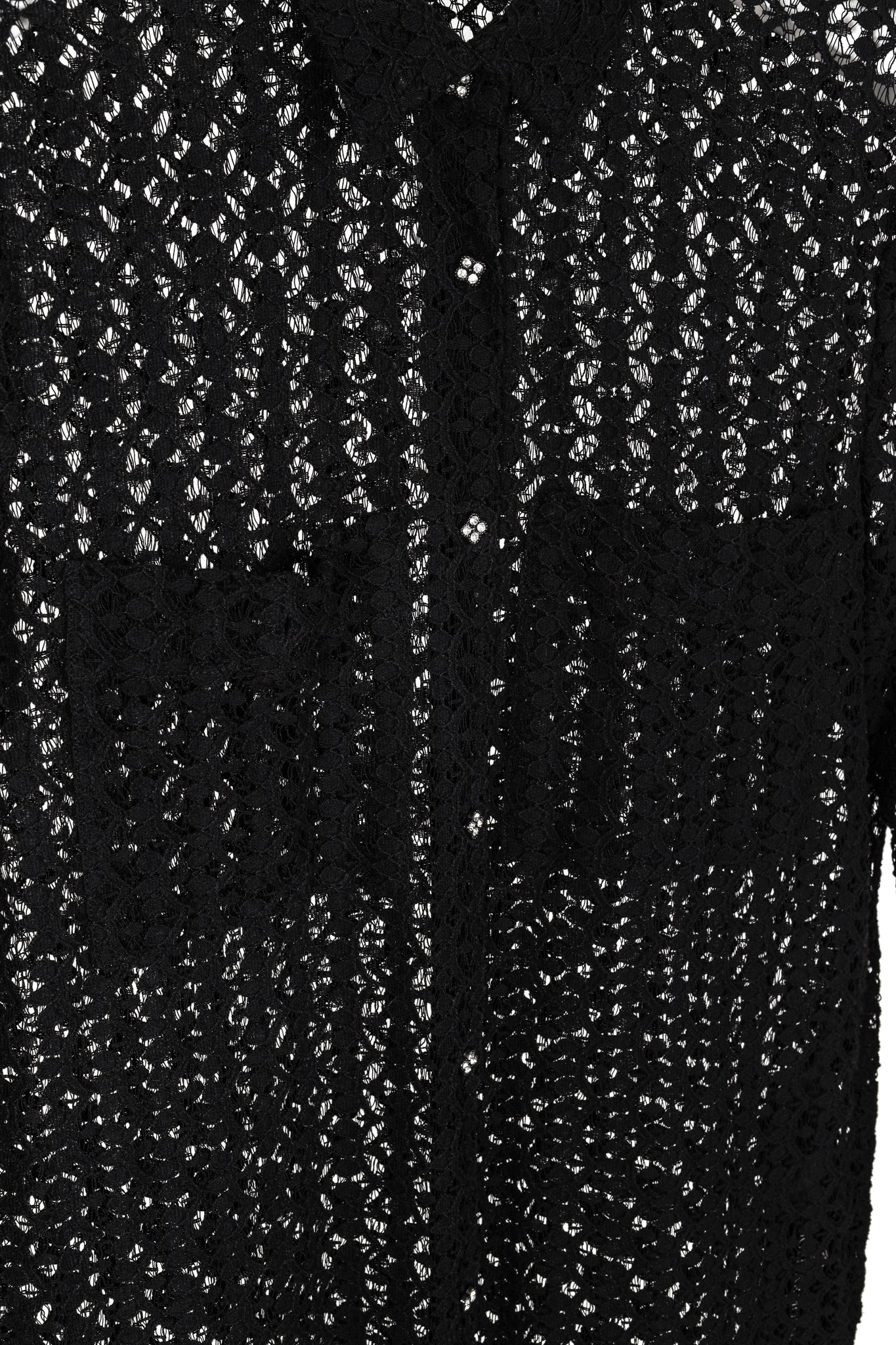 The Kooples Black Lace Crystal-Button-Up Shirt