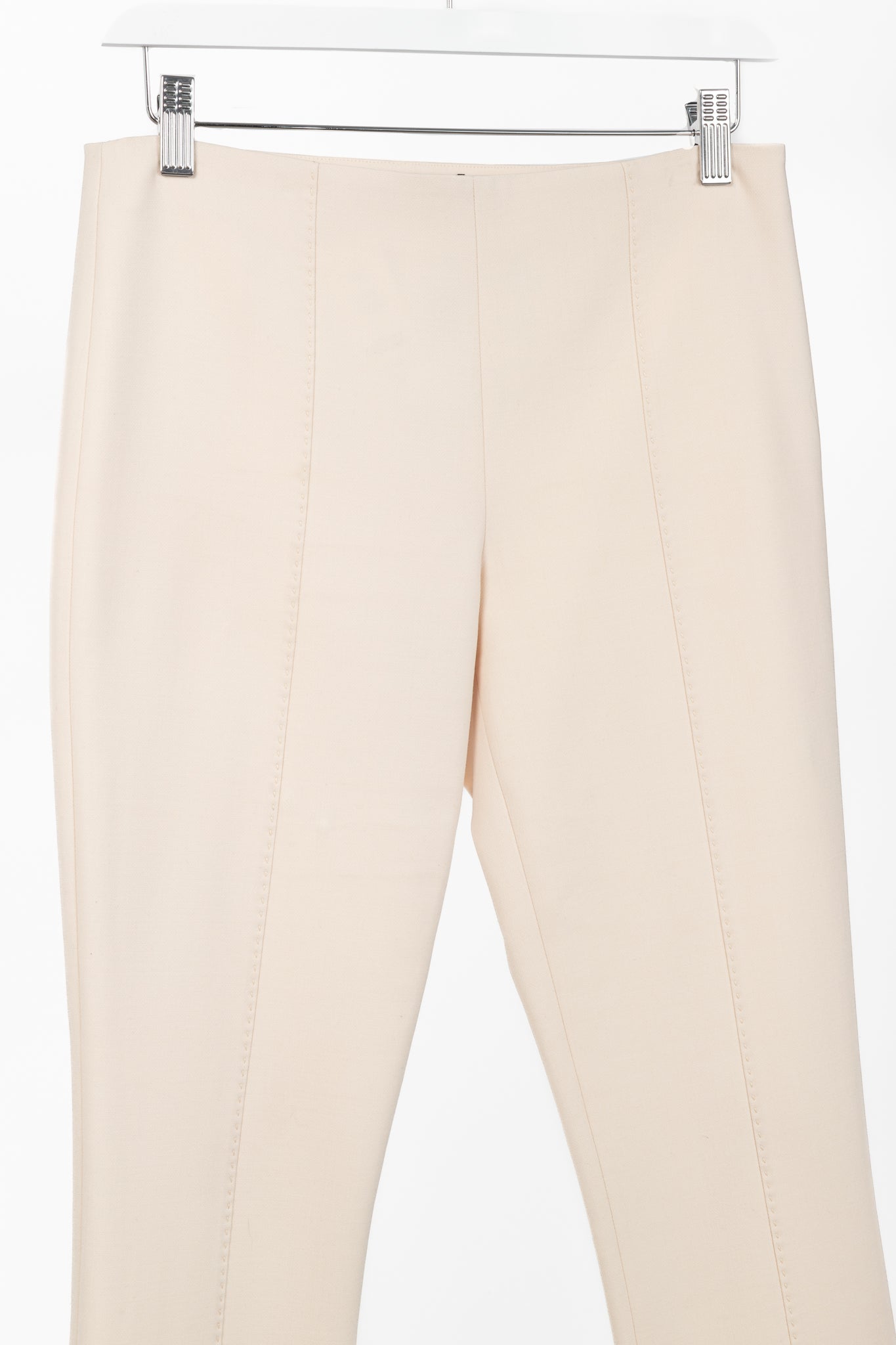 The Row Nude Wool-Twill Topstitched Ankle-Length Pants