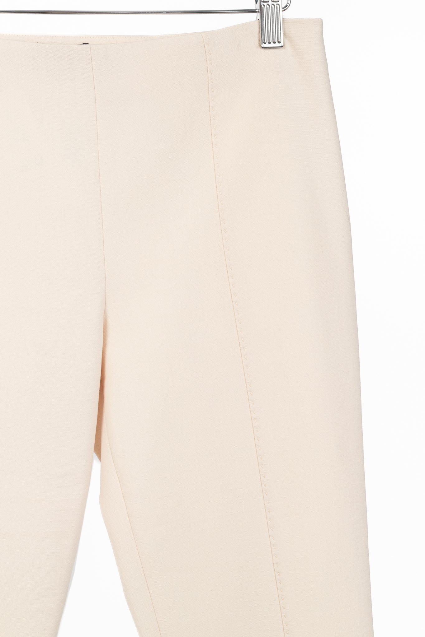 The Row Nude Wool-Twill Topstitched Ankle-Length Pants
