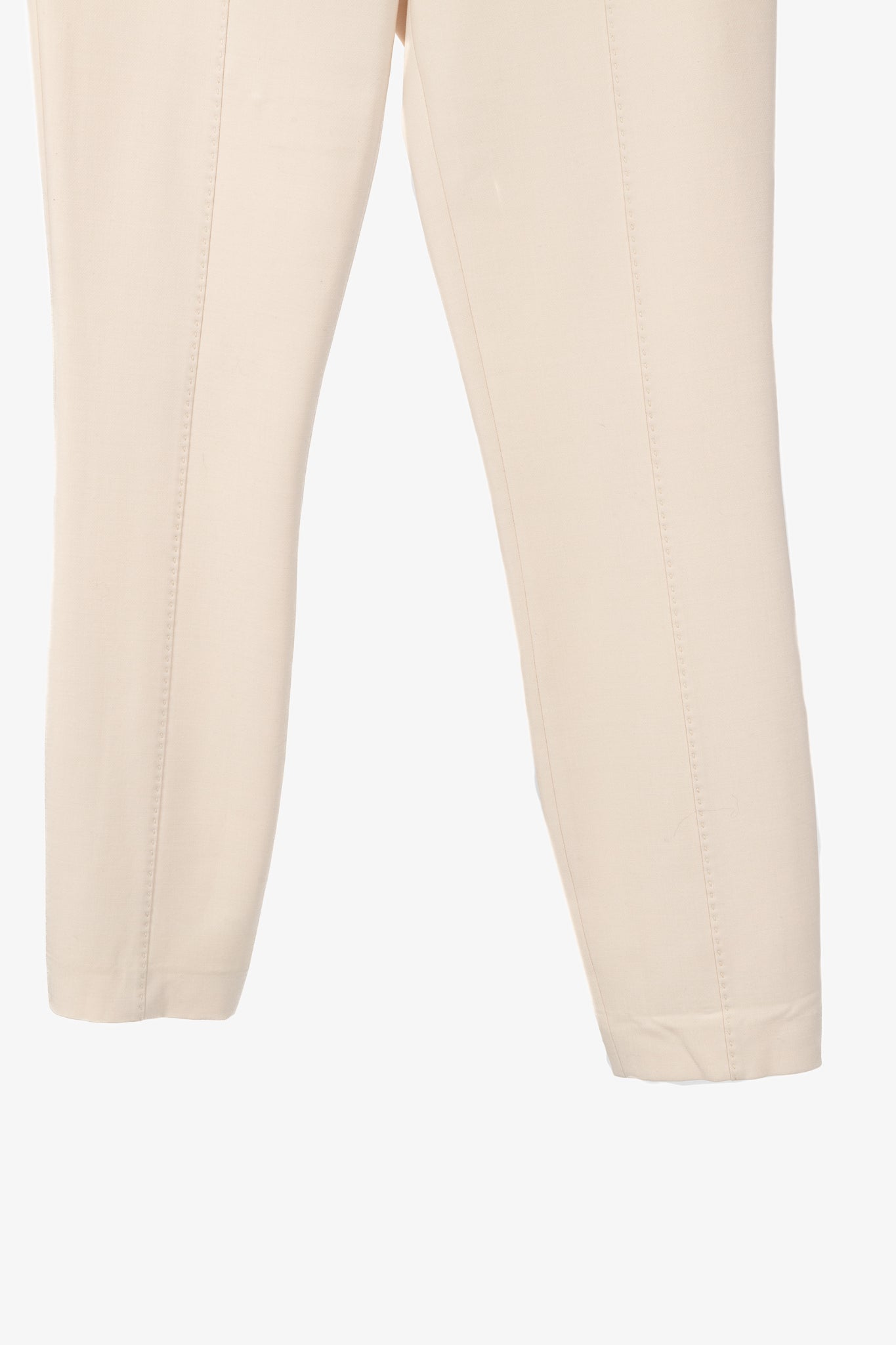The Row Nude Wool-Twill Topstitched Ankle-Length Pants