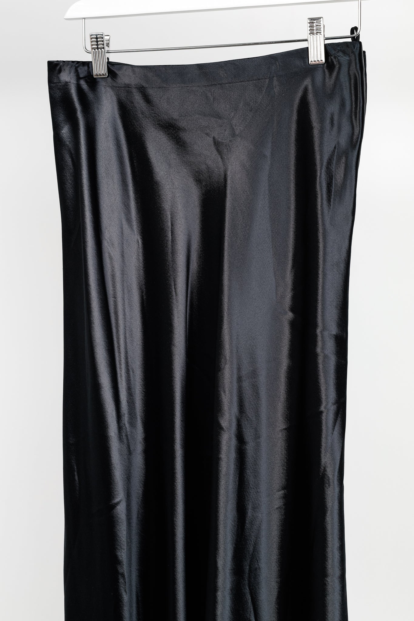 The Row Medela Black Viscose-Satin A-Line Midi Skirt