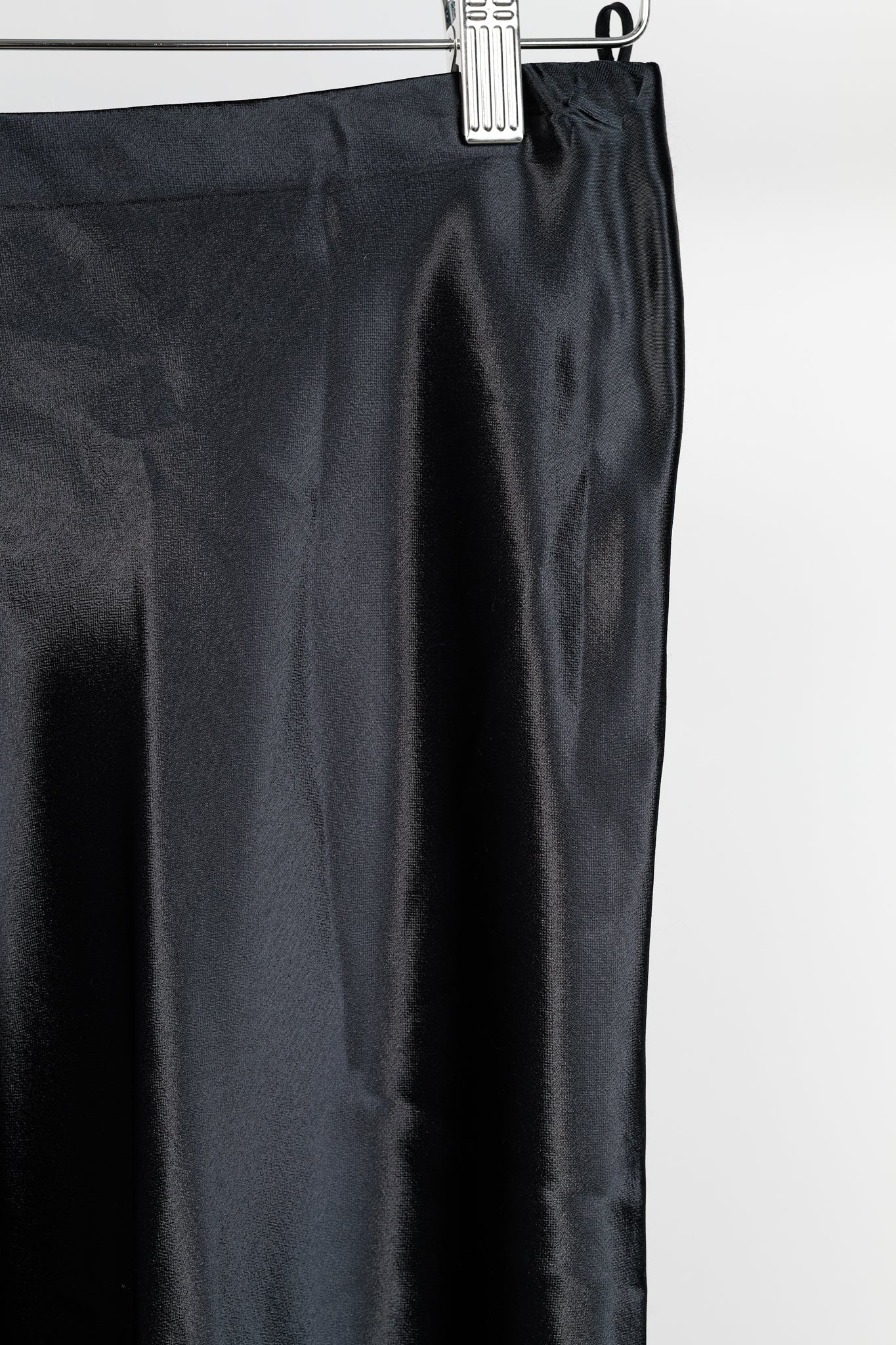 The Row Medela Black Viscose-Satin A-Line Midi Skirt