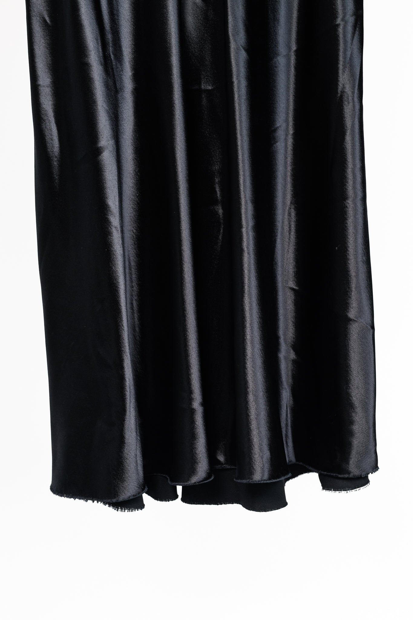 The Row Medela Black Viscose-Satin A-Line Midi Skirt