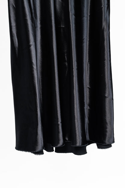 The Row Medela Black Viscose-Satin A-Line Midi Skirt