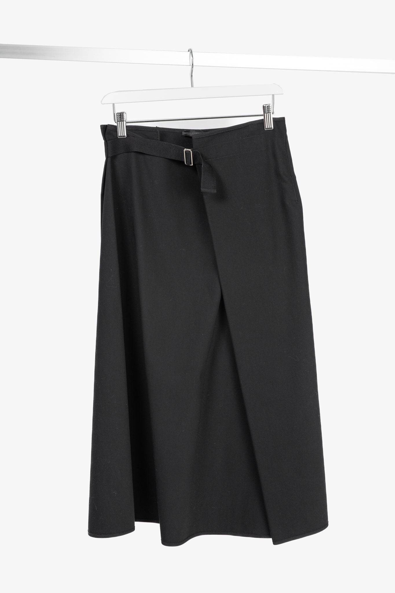 The Row Harna Black Belted A-Line Wrap Midi Skirt
