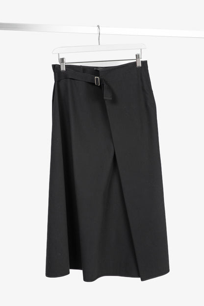 The Row Harna Black Belted A-Line Wrap Midi Skirt