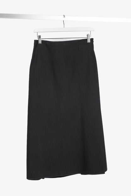 The Row Harna Black Belted A-Line Wrap Midi Skirt
