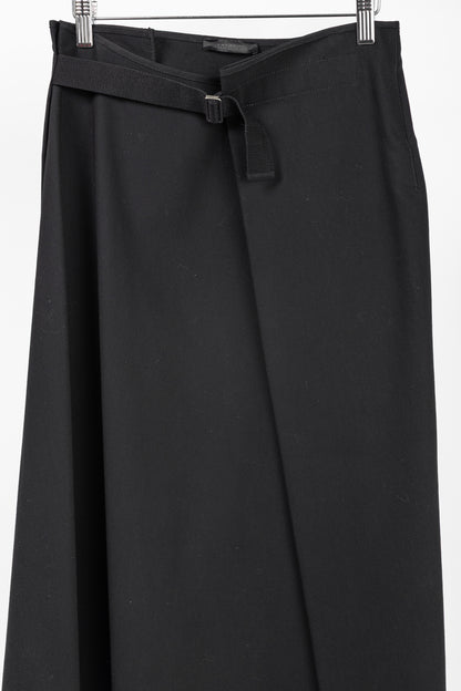 The Row Harna Black Belted A-Line Wrap Midi Skirt