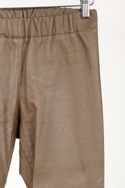 The Row Brown Leather Pull-On Skinny Moto Pants