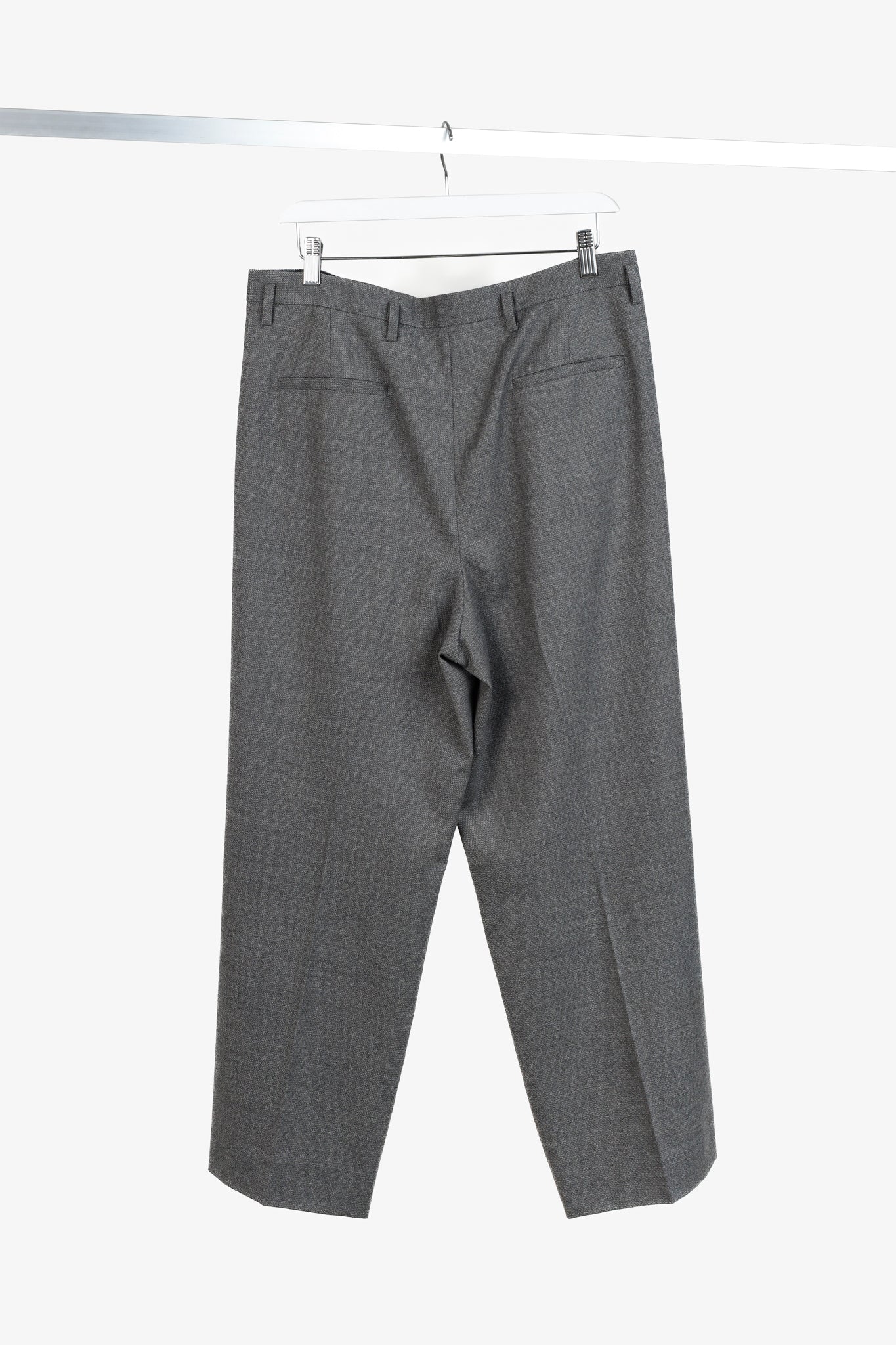 The Row Grey Wide Leg Pleated Trouser Pants