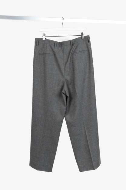 The Row Grey Wide Leg Pleated Trouser Pants