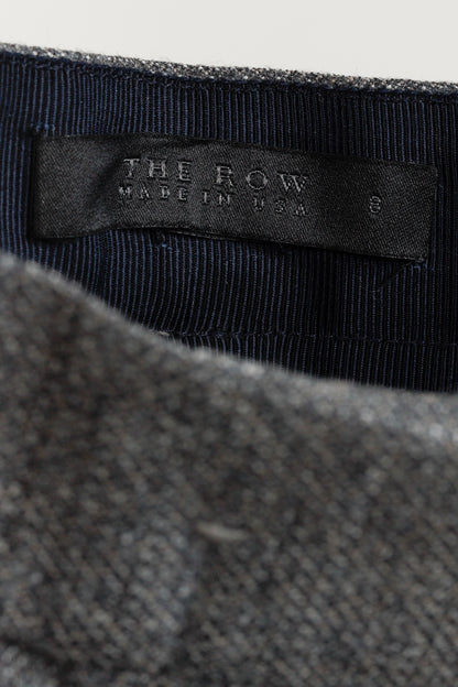 The Row Grey Wide Leg Pleated Trouser Pants